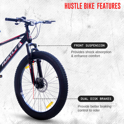 EAST COAST Hustle 26T Fat Tyre Cycle with Gear(7Speed) Black 