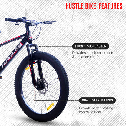 EAST COAST Hustle 26T Fat Tyre Cycle with Gear(7Speed) Black 