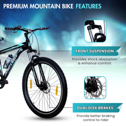 EAST COAST Premium City 29T Cycle/Mountain with Front Suspension and 7 Speed Gear Bike For Kids, Black, 18.5 cm 