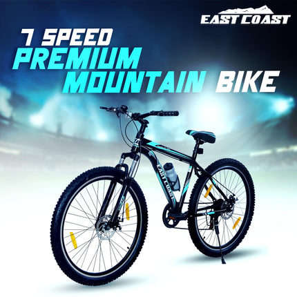 EAST COAST Premium City 29T Cycle/Mountain with Front Suspension and 7 Speed Gear Bike For Kids, Black, 18.5 cm 