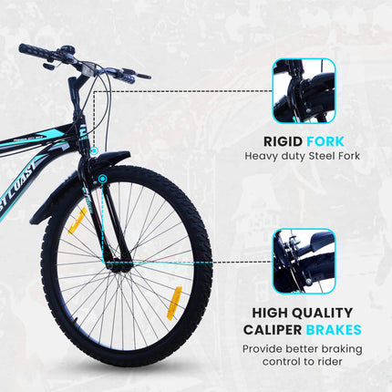 EAST COAST Premium City 7 Speed Cycle/Bicycle | 26T Mountain Bike | Hardtail Cycle with 18.5 Inch Frame, Caliper Brake, with Carrier, Ideal for 15+ Years (Black) 