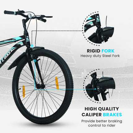 EAST COAST Unisex Premium City Single Speed Cycle/Bicycle | 26T City Bike/City Cycle with Inbuilt Carrier, 18 Inch Frame, Caliper Brake Ideal for 12+ Years (Black Color), Rigid 