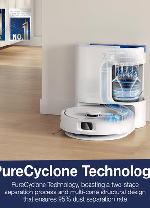 ECOVACS DEEBOT N30 Plus White 2 in 1 Robot Vacuum & Mop, 2025 New Launch, Multi-Cyclone Auto-Empty Station, 10000 Pa Suction, 5200mAh Battery, Covers 3500+sq ft, Zero Tangle 2.0, Advanced TrueMapping 
