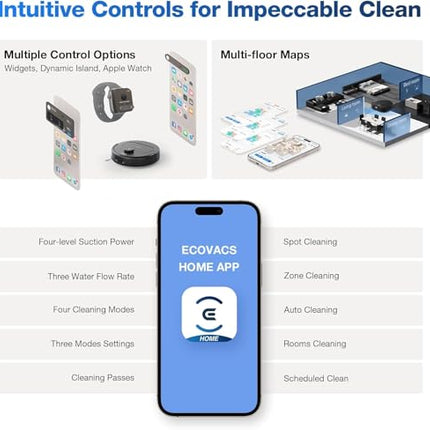 ECOVACS DEEBOT N30 Pro Omni Robot 2-in-1 Vacuum and Mop,10000 Pa Suction, TruEdge Adaptive Edge Mopping, ZeroTangle 2.0 Technology, Hot Air-Drying, Self-Emptying, Auto-Lift Mopping, Wet & Dry cleaning 