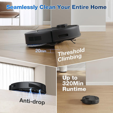 ECOVACS DEEBOT N30 Pro Omni Robot 2-in-1 Vacuum and Mop,10000 Pa Suction, TruEdge Adaptive Edge Mopping, ZeroTangle 2.0 Technology, Hot Air-Drying, Self-Emptying, Auto-Lift Mopping, Wet & Dry cleaning 