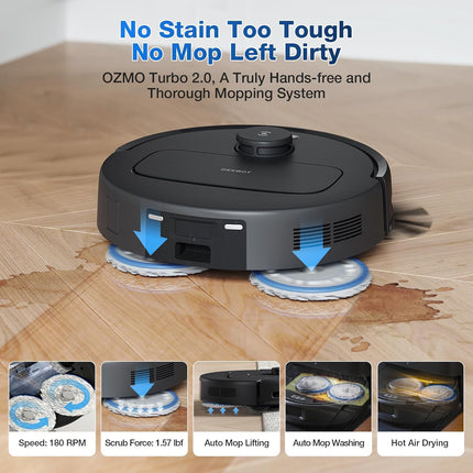ECOVACS DEEBOT N30 Pro Omni Robot 2-in-1 Vacuum and Mop,10000 Pa Suction, TruEdge Adaptive Edge Mopping, ZeroTangle 2.0 Technology, Hot Air-Drying, Self-Emptying, Auto-Lift Mopping, Wet & Dry cleaning 