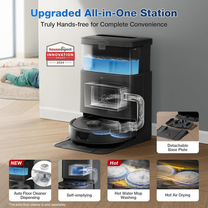 ECOVACS DEEBOT N30 Pro Omni Robot 2-in-1 Vacuum and Mop,10000 Pa Suction, TruEdge Adaptive Edge Mopping, ZeroTangle 2.0 Technology, Hot Air-Drying, Self-Emptying, Auto-Lift Mopping, Wet & Dry cleaning 