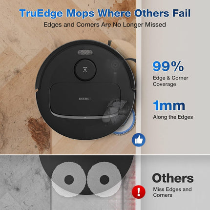ECOVACS DEEBOT N30 Pro Omni Robot 2-in-1 Vacuum and Mop,10000 Pa Suction, TruEdge Adaptive Edge Mopping, ZeroTangle 2.0 Technology, Hot Air-Drying, Self-Emptying, Auto-Lift Mopping, Wet & Dry cleaning 