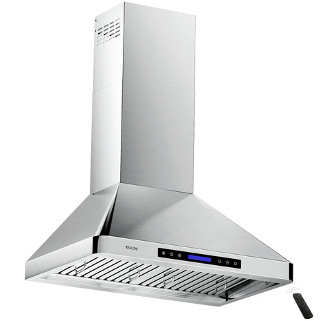 EKON Wall Chimney Range Hood 30", Ducted/Ductless Convertible Range Hood Stainless Steel 900CFM with 4 Speeds Touch Control LCD Display,Delay Shut Off Function,Dishwasher Filters (NAP02-R-30") 