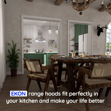 EKON Wall Chimney Range Hood 30", Ducted/Ductless Convertible Range Hood Stainless Steel 900CFM with 4 Speeds Touch Control LCD Display,Delay Shut Off Function,Dishwasher Filters (NAP02-R-30") 