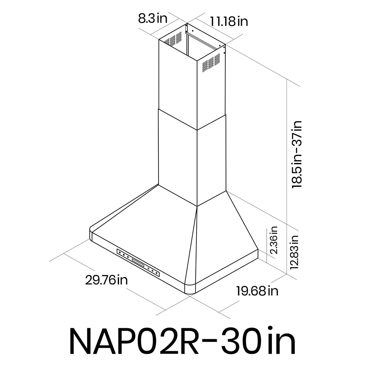 EKON Wall Chimney Range Hood 30", Ducted/Ductless Convertible Range Hood Stainless Steel 900CFM with 4 Speeds Touch Control LCD Display,Delay Shut Off Function,Dishwasher Filters (NAP02-R-30") 