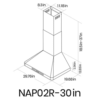 EKON Wall Chimney Range Hood 30", Ducted/Ductless Convertible Range Hood Stainless Steel 900CFM with 4 Speeds Touch Control LCD Display,Delay Shut Off Function,Dishwasher Filters (NAP02-R-30") 