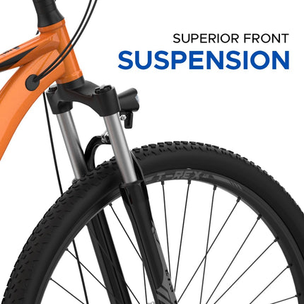 EMotorad T-REX AIR Unisex Electric Bicycle Sturdy High Tensile Steel Frame 250W BLDC Motor Front Suspension 7 Speed Shimano Gears (Orange Blaze, 27.5" Wheel) 