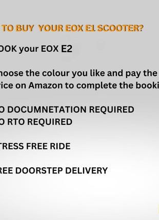 EOX E2 Low Speed Electric Scooter Non RTO with 60-80Km Range, Black Portable Lithium Battery & Charger 