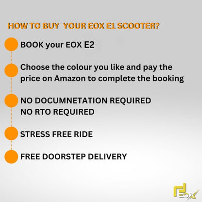 EOX E2 Low Speed Electric Scooter Non RTO with 60-80Km Range, Black Portable Lithium Battery & Charger 