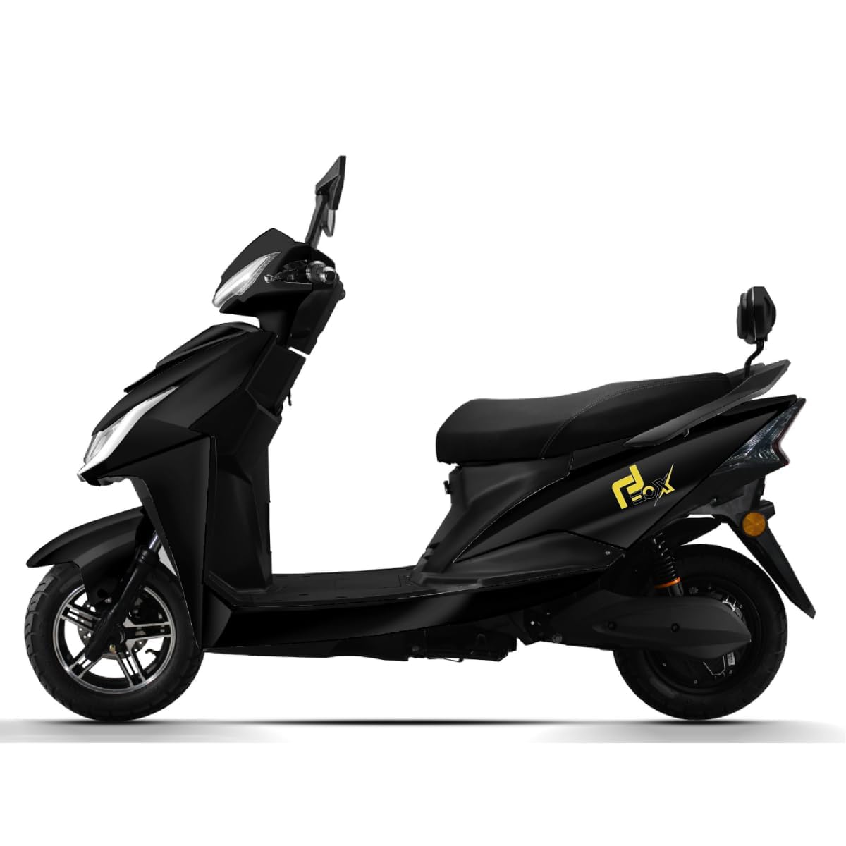 EOX E2 Low Speed Electric Scooter Non RTO with 60-80Km Range, Black Portable Lithium Battery & Charger 