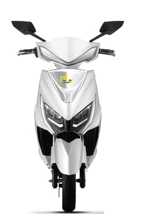 EOX E2 Low Speed Electric Scooter Non RTO with 60-80Km Range, White Portable Lithium Battery & Charger 
