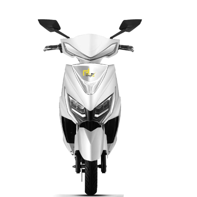 EOX E2 Low Speed Electric Scooter Non RTO with 60-80Km Range, White Portable Lithium Battery & Charger 