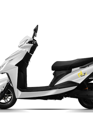 EOX E2 Low Speed Electric Scooter Non RTO with 60-80Km Range, White Portable Lithium Battery & Charger 