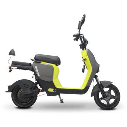 EOX OKO Low Speed Electric Scooter Non RTO with 50-60Km Mileage, Dark Grey & Neon Portable 48V Lithium Battery & Charger 