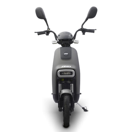 EOX OKO Low Speed Electric Scooter Non RTO with 50-60Km Mileage, Dark Grey & Neon Portable 48V Lithium Battery & Charger 