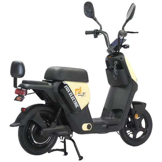 EOX OLO Low Speed Electric Scooter Non RTO with 45Km Mileage, Pastel Yellow & Black Portable Lithium Battery & Charger 
