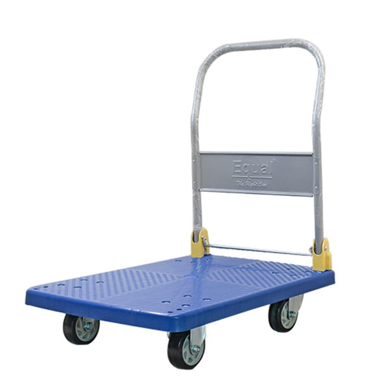 EQUAL 500kg Capacity Plastic Foldable Platform Trolley For Heavy Weight/Material Handling Goods Trolley For Home, Office, Warehouse & Industries - 63cm x 105cm (5" Wheel/Blue) 