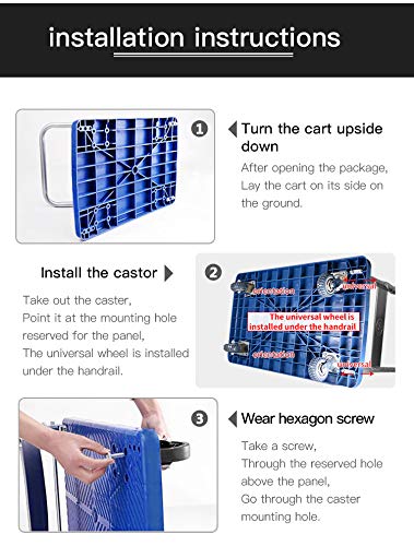 EQUAL 500kg Capacity Plastic Foldable Platform Trolley For Heavy Weight/Material Handling Goods Trolley For Home, Office, Warehouse & Industries - 63cm x 105cm (5" Wheel/Blue) 