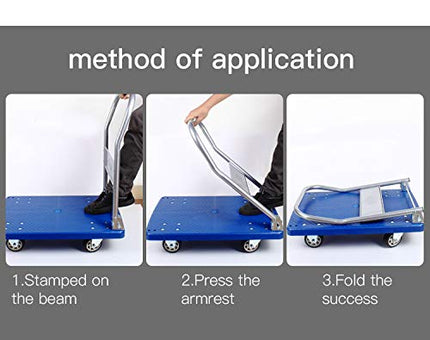 EQUAL 500kg Capacity Plastic Foldable Platform Trolley For Heavy Weight/Material Handling Goods Trolley For Home, Office, Warehouse & Industries - 63cm x 105cm (5" Wheel/Blue) 