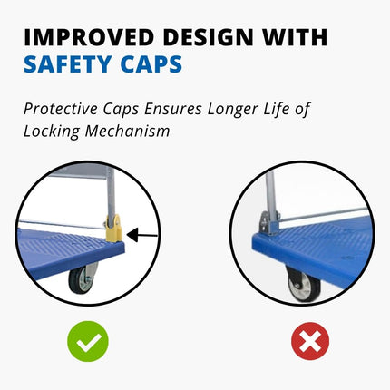 EQUAL 500kg Capacity Plastic Foldable Platform Trolley For Heavy Weight/Material Handling Goods Trolley For Home, Office, Warehouse & Industries - 63cm x 105cm (5" Wheel/Blue) 