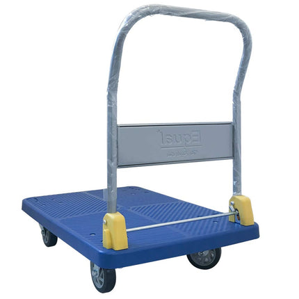 EQUAL 500kg Capacity Plastic Foldable Platform Trolley For Heavy Weight/Material Handling Goods Trolley For Home, Office, Warehouse & Industries - 63cm x 105cm (5" Wheel/Blue) 