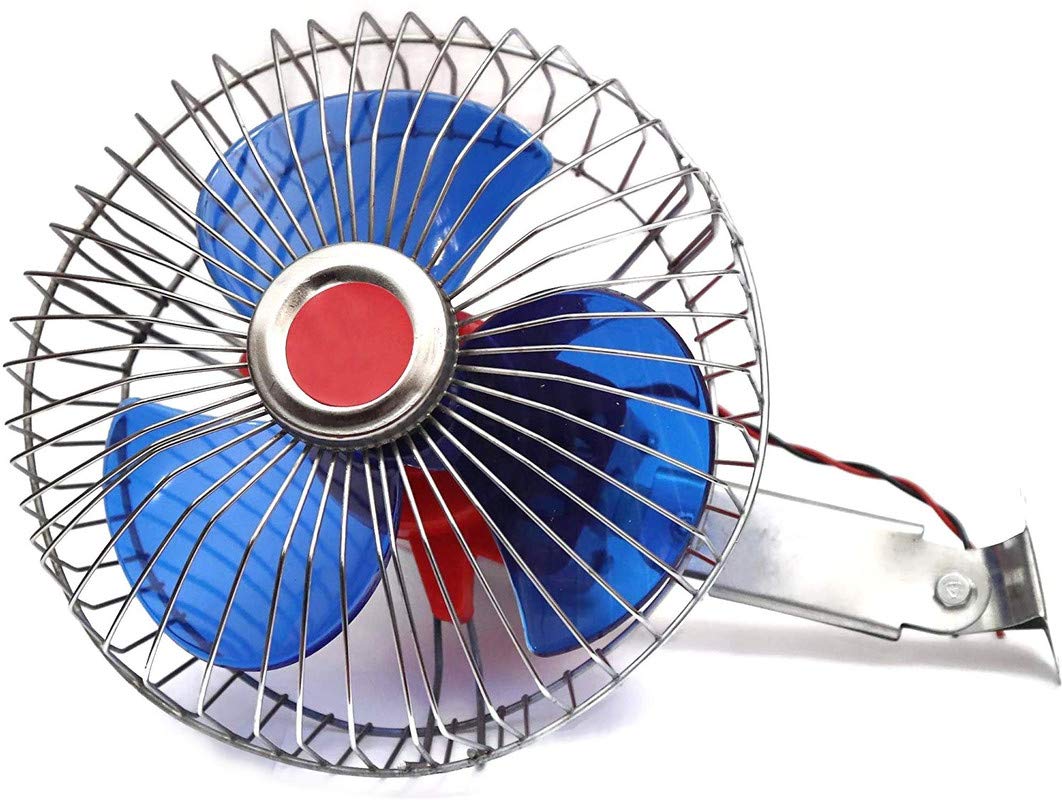 ERH INDIA 12 Volts DC Oscillating Portable Fan Directly Run Through Solar Panel or Any 12 Volts Battery Car Interior Fan, Blue 1 Piece 