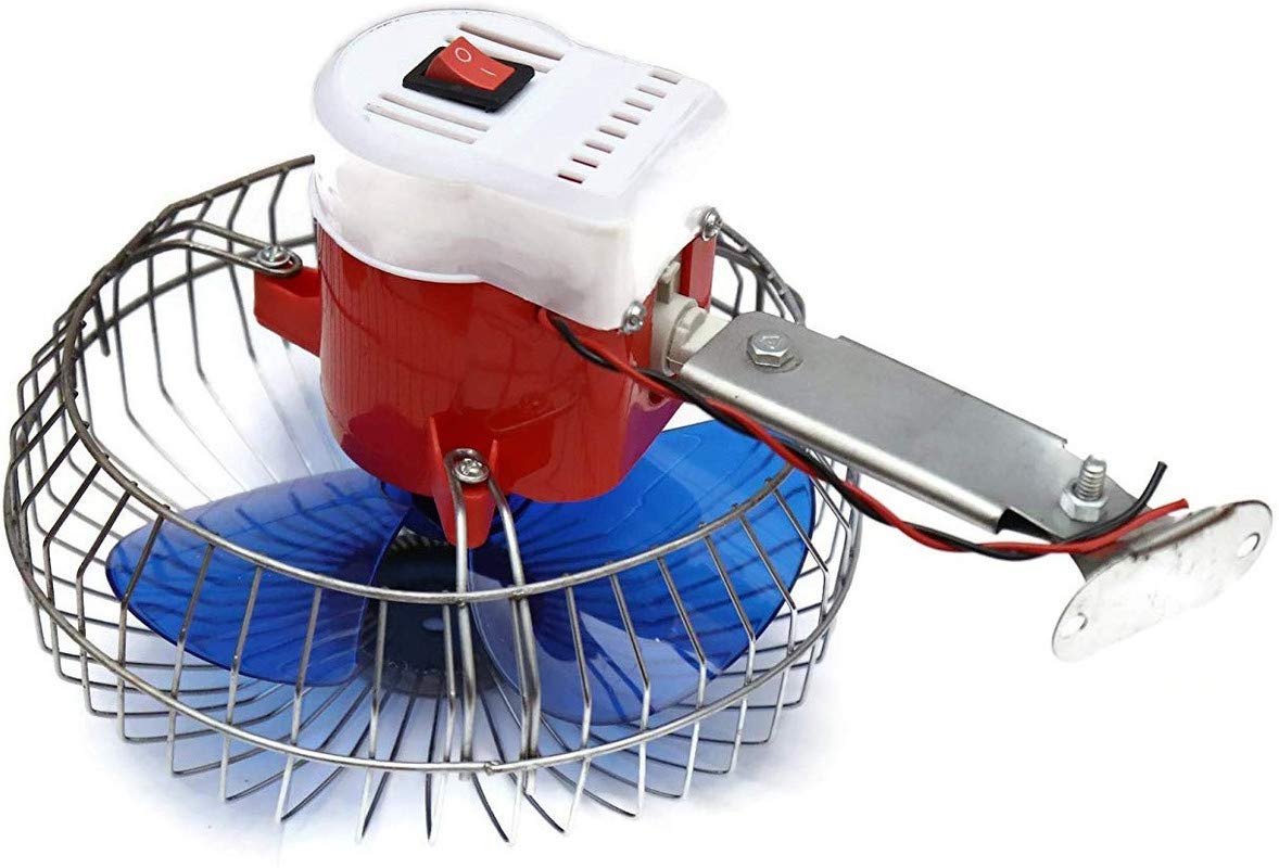 ERH INDIA 12 Volts DC Oscillating Portable Fan Directly Run Through Solar Panel or Any 12 Volts Battery Car Interior Fan, Blue 1 Piece 