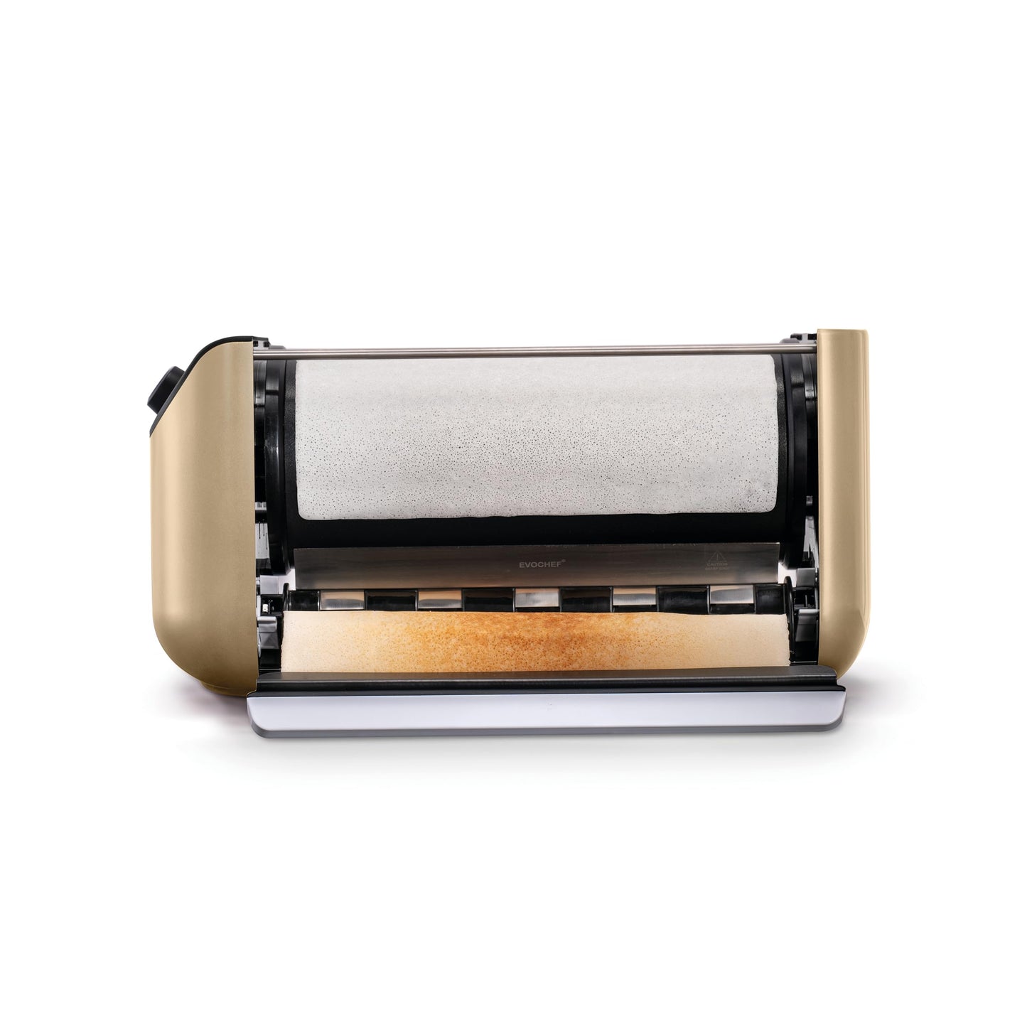 EVOCHEF EC Flip Automatic Dosa Maker, 1-Minute Dosas, 360° Food Grade Coated Roller, Easy Cooking Time & Thickness Control, Touch Controls, Compact & Portable, 1600W, 1 Year Warranty, Golden Beige 