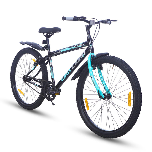 East Coast Old Skool Single Speed Cycle/Bicycle | 26T Mountain Cycle | Hardtail Cycle with 17 Inch Frame, V Brake Ideal for 13+ Years (Black), Unisex - Adult 