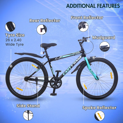 East Coast Old Skool Single Speed Cycle/Bicycle | 26T Mountain Cycle | Hardtail Cycle with 17 Inch Frame, V Brake Ideal for 13+ Years (Black), Unisex - Adult 