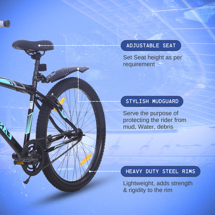 East Coast Old Skool Single Speed Cycle/Bicycle | 26T Mountain Cycle | Hardtail Cycle with 17 Inch Frame, V Brake Ideal for 13+ Years (Black), Unisex - Adult 