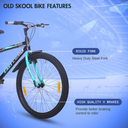 East Coast Old Skool Single Speed Cycle/Bicycle | 26T Mountain Cycle | Hardtail Cycle with 17 Inch Frame, V Brake Ideal for 13+ Years (Black), Unisex - Adult 