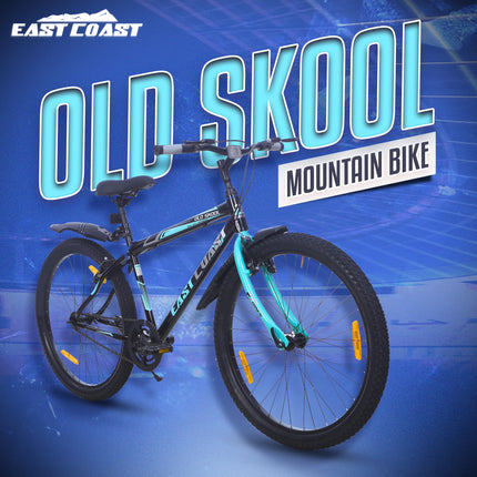 East Coast Old Skool Single Speed Cycle/Bicycle | 26T Mountain Cycle | Hardtail Cycle with 17 Inch Frame, V Brake Ideal for 13+ Years (Black), Unisex - Adult 