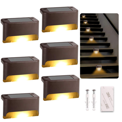 Ecurfu Solar Deck Lights Outdoor, 6 Pack Led Solar Step Light ABS Waterproof for Outdoor Deck, Stairs, Fence, Yard, Patio, Path and Driveway (Warm White) 
