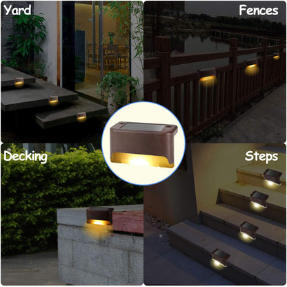 Ecurfu Solar Deck Lights Outdoor, 6 Pack Led Solar Step Light ABS Waterproof for Outdoor Deck, Stairs, Fence, Yard, Patio, Path and Driveway (Warm White) 