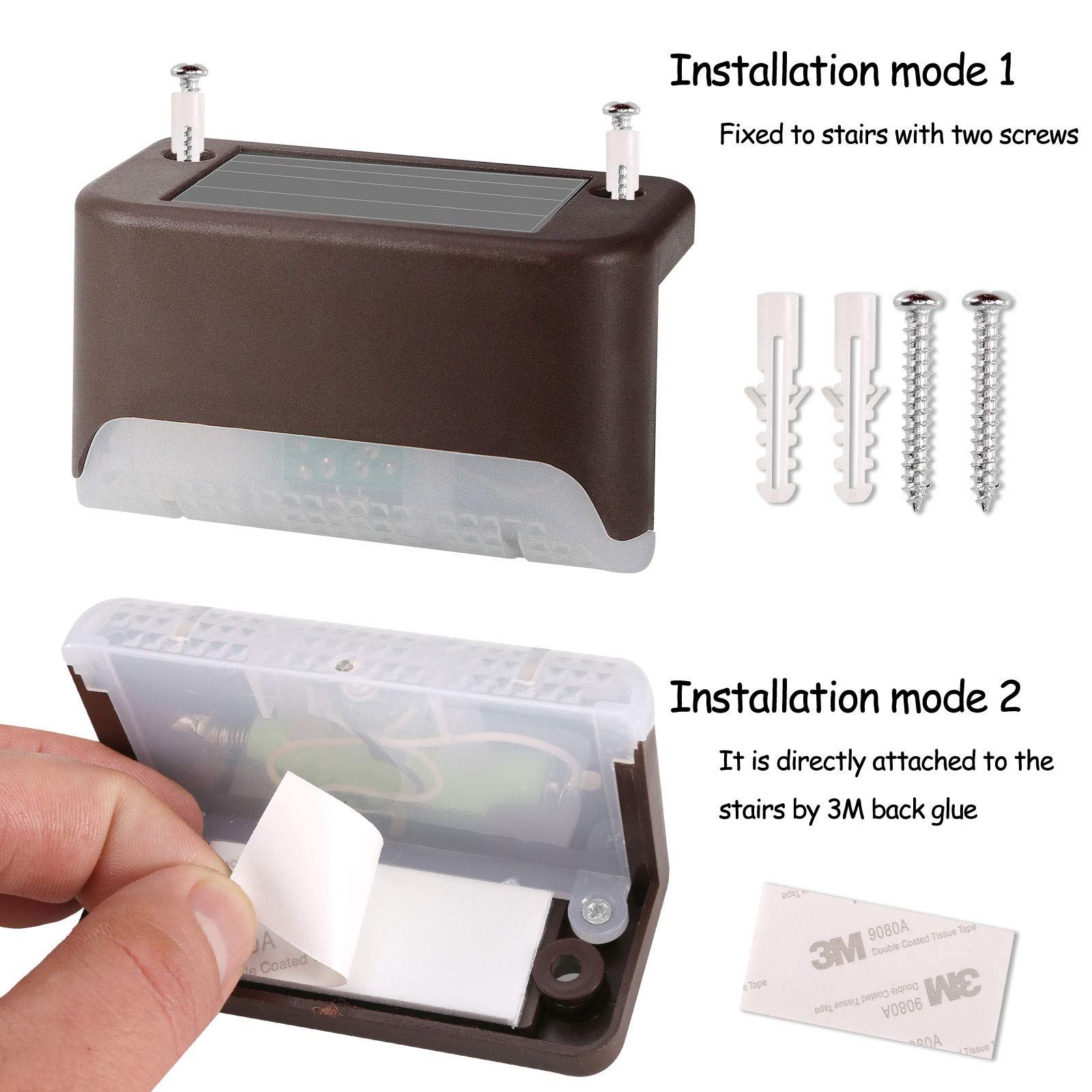 Ecurfu Solar Deck Lights Outdoor, 6 Pack Led Solar Step Light ABS Waterproof for Outdoor Deck, Stairs, Fence, Yard, Patio, Path and Driveway (Warm White) 