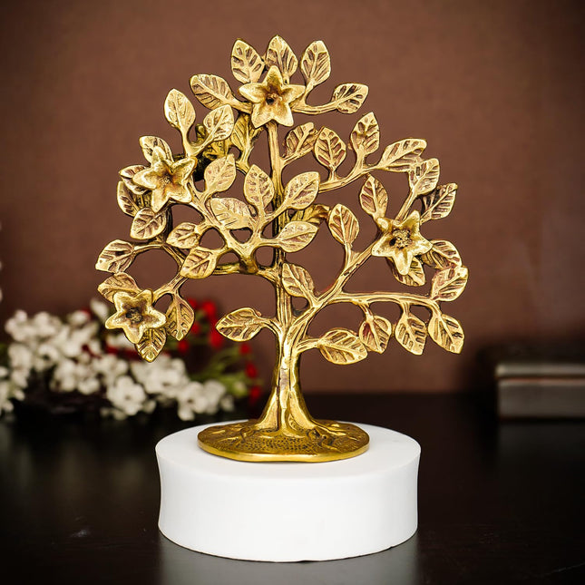 Ekhasa 100% Pure Brass Kalpavriksha Tree (6 Inch, 400 g) for Home Decor Living Room Puja | Big kalpvriksh Showpiece for Fengshui Vasthu | Antique Tree of Life Good Luck Gift for Marriage House Opening 