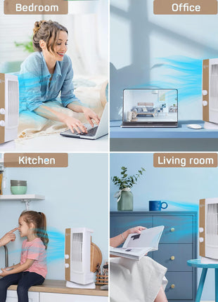 Ekvira High Speed Fan | High-Speed, Small, Compact, Portable 120° Wide Oscillation for Home, Kitchen, Office |1.2ft Height | Without Water | Includes USB Mobile Charger -White 