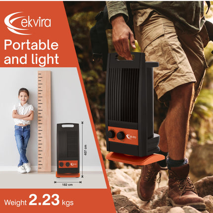 Ekvira Portable Fan NEW: Boosted Air Flow| 120° Wide Oscillation for Table, Kitchen, Home, Office| Air Cooler Without Water| 1.2ft Height| Includes USB Mobile Charging Ports -Black 