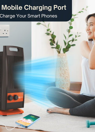 Ekvira Portable Fan NEW: Boosted Air Flow| 120° Wide Oscillation for Table, Kitchen, Home, Office| Air Cooler Without Water| 1.2ft Height| Includes USB Mobile Charging Ports -Black 