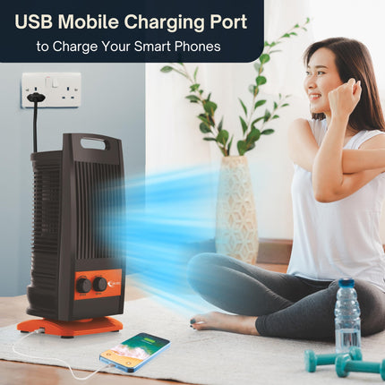 Ekvira Portable Fan NEW: Boosted Air Flow| 120° Wide Oscillation for Table, Kitchen, Home, Office| Air Cooler Without Water| 1.2ft Height| Includes USB Mobile Charging Ports -Black 