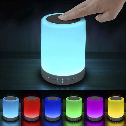 Elecstars Touch Bedside Lamp - with Bluetooth Speaker, Dimmable Color Night Light, with Smart Touch Control - white 
