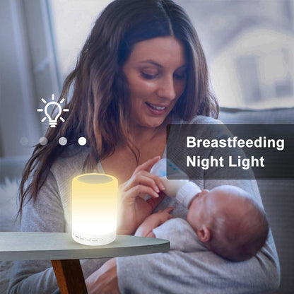 Elecstars Touch Bedside Lamp - with Bluetooth Speaker, Dimmable Color Night Light, with Smart Touch Control - white 