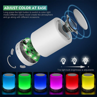 Elecstars Touch Bedside Lamp - with Bluetooth Speaker, Dimmable Color Night Light, with Smart Touch Control - white 